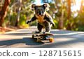 Active Koala on a Skateboard 128715615
