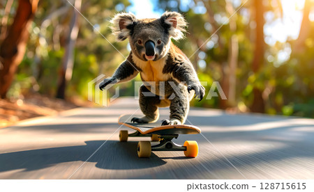 Active Koala on a Skateboard Active Koala on a Skateboard 128715615
