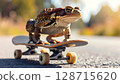 Funny Toad Riding a Skateboard 128715620