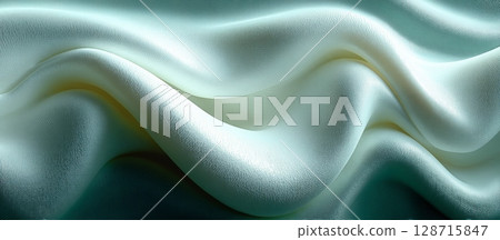 Smooth Abstract White Waves with Soft Peaks and Curves in Fabric 128715847