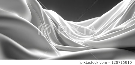 Abstract Matte White Background with Flowing Fabric Texture Design 128715910