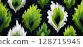Vibrant Seamless Pattern in Rich Green and Black Color Scheme 128715945