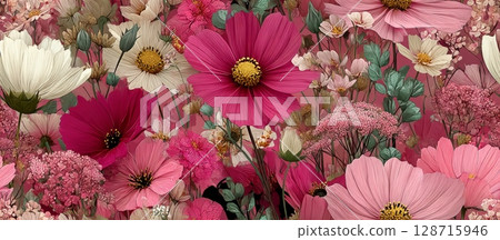 Vibrant Seamless Floral Pattern for Garden and Nature Designs 128715946