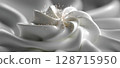 Luminous White Swirl on Clean Background with Soft Textures 128715950