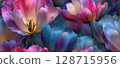 Vibrant Abstract Tulip Vector Pattern in Bold Colorful Mode 128715956