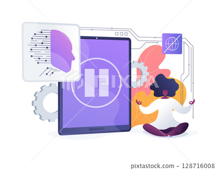 Digital Break Reminder Systems abstract concept vector illustration. Digital Break Reminder Systems abstract concept vector illustration. 128716008