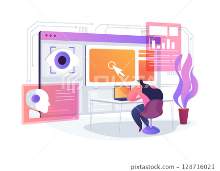Digital Focus Enhancing Tools abstract concept vector illustration. Digital Focus Enhancing Tools abstract concept vector illustration. 128716021
