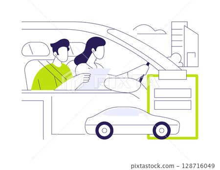 Road test abstract concept vector illustration. 128716049