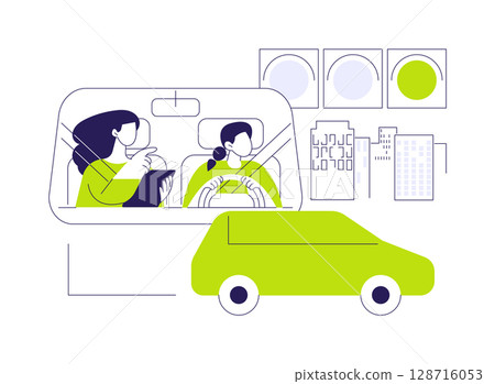 City driving lesson abstract concept vector illustration. 128716053