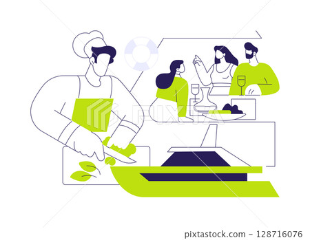 Yacht catering service abstract concept vector illustration. 128716076
