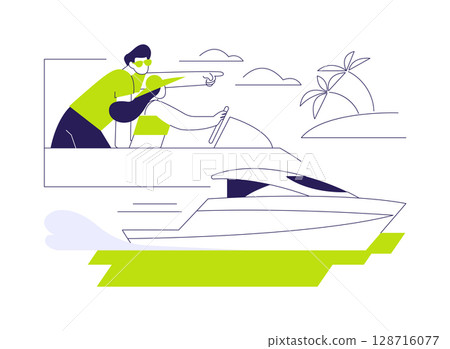 Luxury rental yacht abstract concept vector illustration. Luxury rental yacht abstract concept vector illustration. 128716077