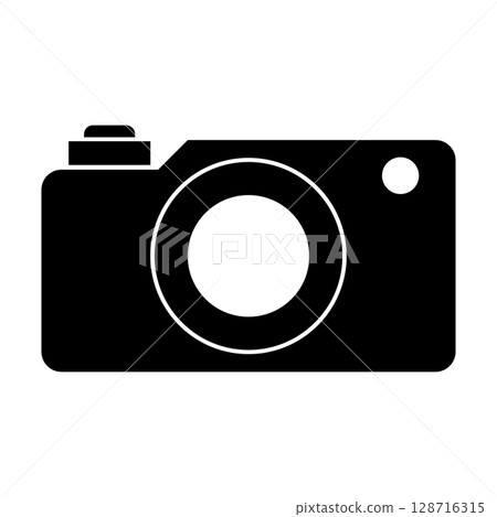 Simple and flat black and white camera icon on white background 128716315