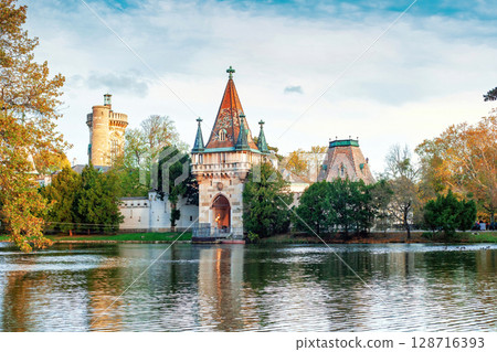 Medieval Franzensburg castle in autumn Laxenburg park, Lower Austria Medieval Franzensburg castle in autumn Laxenburg park, Lower Austria 128716393
