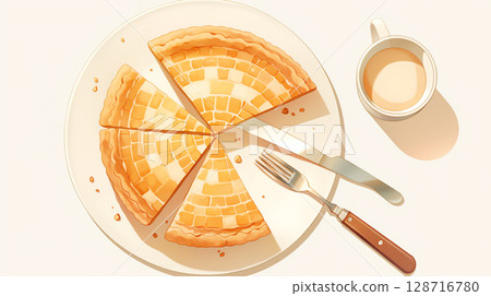 Baked tart cake on a plate 128716780