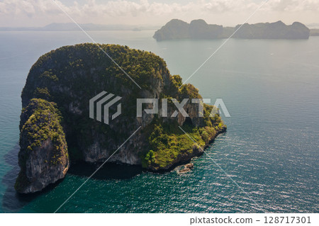 Aerial view of Koh Waen, a small island in Andaman sea, Trang, Thailand Aerial view of Koh Waen, a small island in Andaman sea, Trang, Thailand 128717301