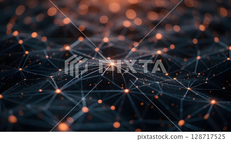 Abstract Network Structure with Glowing Nodes and Interconnected Lines in a Dim Background Abstract Network Structure with Glowing Nodes and Interconnected Lines in a Dim Background 128717525