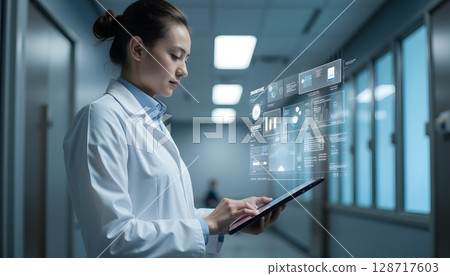 Medical Professional Analyzing Digital Data in Modern Healthcare Environment Medical Professional Analyzing Digital Data in Modern Healthcare Environment 128717603