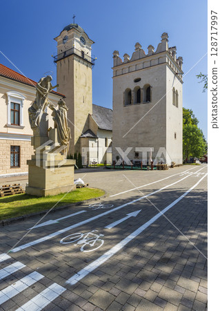 Saint Egidius church and bell tower dominating Namestie Svateho Egidia square in Poprad, Slovakia Saint Egidius church and bell tower dominating Namestie Svateho Egidia square in Poprad, Slovakia 128717997