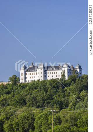 Halic Castle standing on a hill in Slovakia, Banskobystricky kraj, on a sunny day Halic Castle standing on a hill in Slovakia, Banskobystricky kraj, on a sunny day 128718025