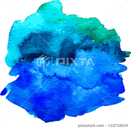Blue Hand Drawn Watercolor Drops Round Vector Banner Blue Hand Drawn Watercolor Drops Round Vector Banner 128718034