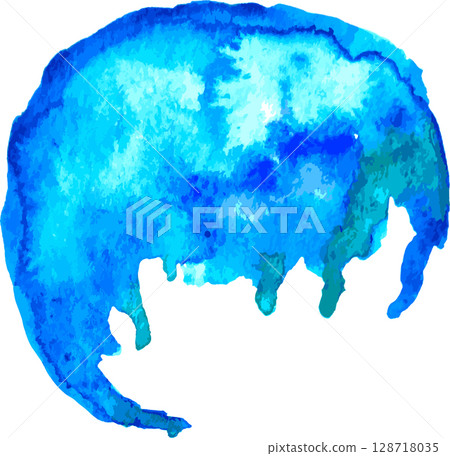 Blue Hand Drawn Watercolor Drops Round Vector Banner Blue Hand Drawn Watercolor Drops Round Vector Banner 128718035