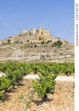 Historic Church Overlooking Vineyards in La Rioja 128718239