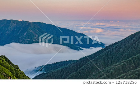 Sunset in the mountains. 128718256