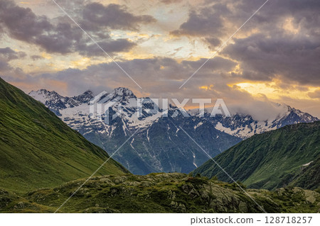 Sunset in the mountains. Sunset in the mountains. 128718257