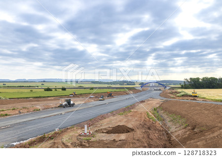 Road Construction Underway on D6 in Czechia 128718323