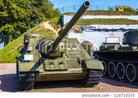 Military battle war tank tanks monument monuments Brest Fortress Belarus. Military battle war tank tanks monument monuments Brest Fortress Belarus. 128718335