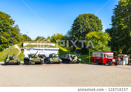 Military battle war tank tanks monument monuments Brest Fortress Belarus. 128718337