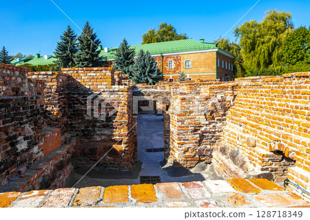 Brest Fortress castle building walls gates ruins in nature Belarus. 128718349
