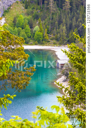 Blindsee lake turquoise water at Zugspitze mountain alpine landscape Austria. 128718366