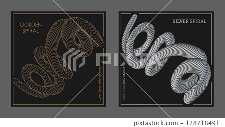 A luxurious spiral. A set of designs for a composite cover, banner, poster. Template for interior decoration, creative ideas, creativity and design 128718491