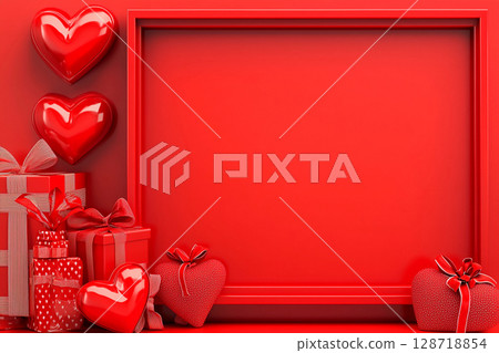 Creative 3D hearts and gift boxes perfect for Valentine's Day celebrations and love messages 128718854
