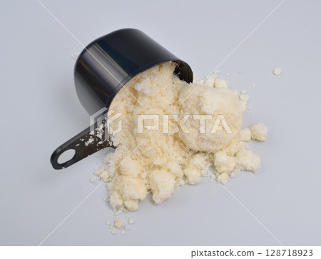 Sodium Oleate powder on light grey background. 128718923