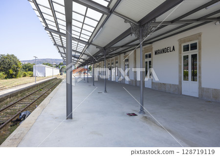 Mirandela train station platform with modern canopy in Portugal 128719119
