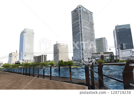 Yokohama sea view from the skyscrapers and the ropeway line 128719238