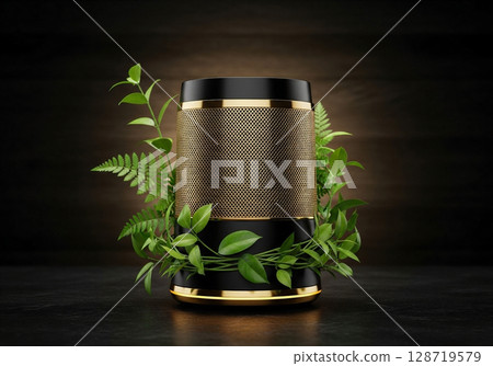 plant in pot on black background 128719579
