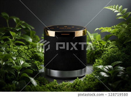 control panel of green plants on a dark background 128719580