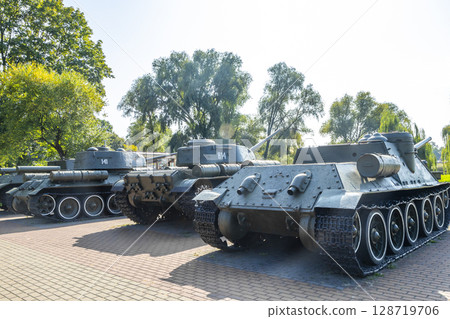 Military battle war tank tanks monument monuments Brest Fortress Belarus. Military battle war tank tanks monument monuments Brest Fortress Belarus. 128719706