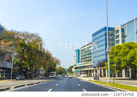 Rio de Janeiro Brazil City Road Highway with Cityscape Skyline. Rio de Janeiro Brazil City Road Highway with Cityscape Skyline. 128719708