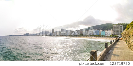 Copacabana Beach Tropical Paradise and City Skyline Rio de Janeiro Brazil. 128719720