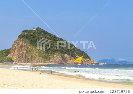 Leme Hill Rock and Beach in Rio de Janeiro Brazil. Leme Hill Rock and Beach in Rio de Janeiro Brazil. 128719726