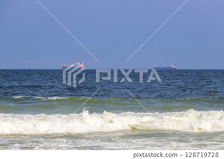 Copacabana Leme Beach Water and Waves Rio de Janeiro Brazil. 128719728