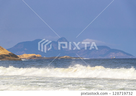 Copacabana Leme Tropical Paradise Beach Panorama Rio de Janeiro Brazil. Copacabana Leme Tropical Paradise Beach Panorama Rio de Janeiro Brazil. 128719732