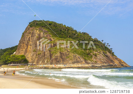 Leme Hill Rock and Beach in Rio de Janeiro Brazil. 128719738