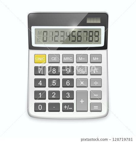 Calculator Vector Illustration Isolated on White Background. Realistic Electronic Calculator Icon, Office Calculator, Digital Calculator Graphic for Finance, Accounting, Business, Math Education Calculator Vector Illustration Isolated on White Background. Realistic Electronic Calculator Icon, Office Calculator, Digital Calculator Graphic for Finance, Accounting, Business, Math Education 128719781