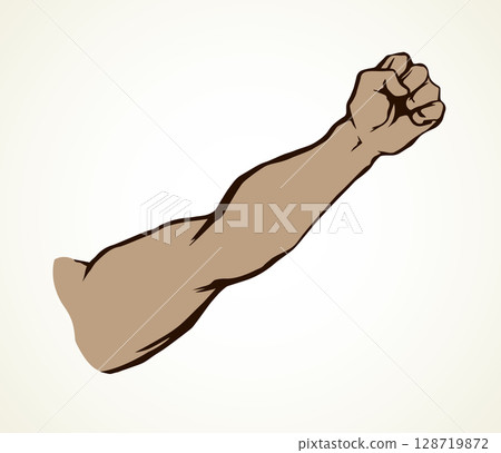 Superman's hand with an elongated fist. Vector drawing Superman's hand with an elongated fist. Vector drawing 128719872