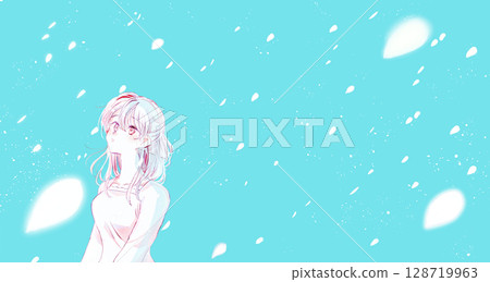 Woman, upper body, petals, white space 128719963